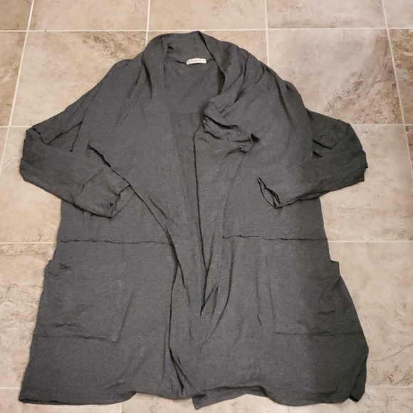 pebble and stone Sweaters - Pebble and Stone dark gray open drapey cardigan